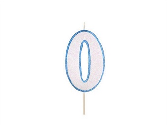 Candela numerale in cera azzurra