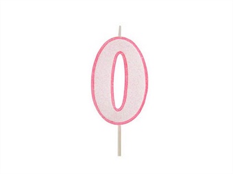 Candela numerale in cera colore rosa