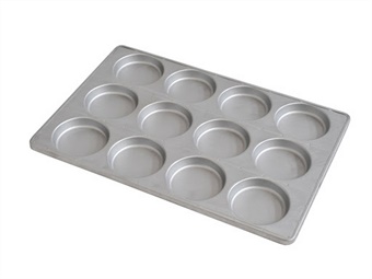 TEGLIA CM 60X40 CON 12 FORME PIZZA DIAM CM 12 LAMIERA ALLUM