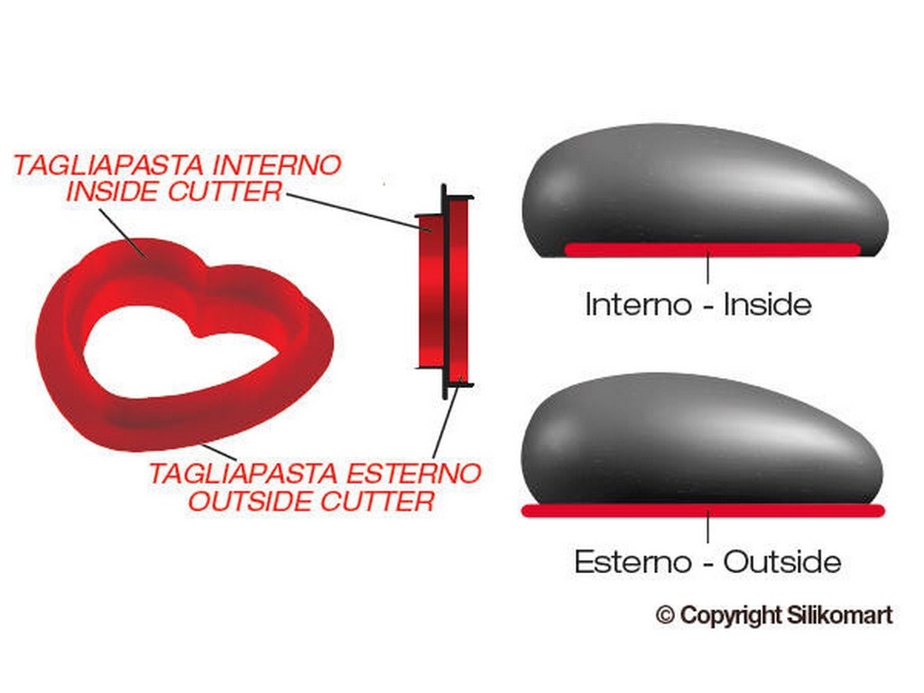 STAMPO IN SILICONE CUORE CON CUTTER 142X137X50H MM