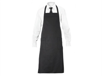 GREMBIULE NERO CON PETTORINA COT 100%