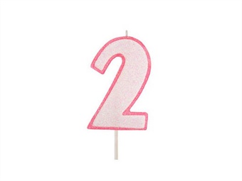 Candele numerali in cera colore rosa