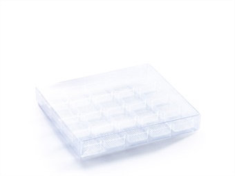 SCATOLA PRALINE 20 ALVEOLI TRASPARENTI CM 16 X 15 H 2 PZ 25