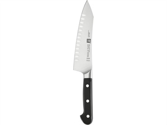 COLTELLO ROCKING SANTOKU SERIE PRO LAMA LISCIA  ALVEOLATA CM 18 ACCIAIO FORGIATO