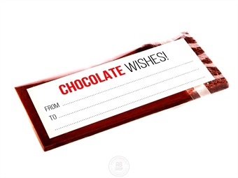 ETICHETTE CHOCOLATE WISHES PER BUSTINE TAVOLETTE  MM 100X40 PZ 250