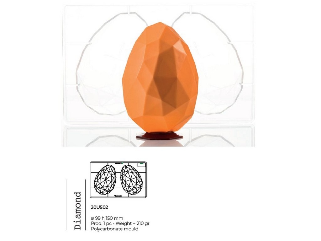 STAMPO UOVA POLICARBONATO DIAMOND DIAM MM 99 H 150 2 IMPRONTE  - GR 210