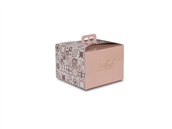 SCATOLA PANETTONE ALTO KG 1 MOSAICO COLOR TORTORA CM 20,4 X 20,4 H 19,4 - PZ 100