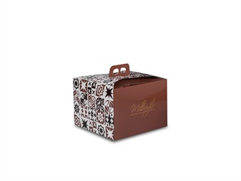 SCATOLA PANETTONE ALTO KG 1 MOSAICO COLOR MARRONE CM 20,4 X 20,4 H 19,4 - PZ 100