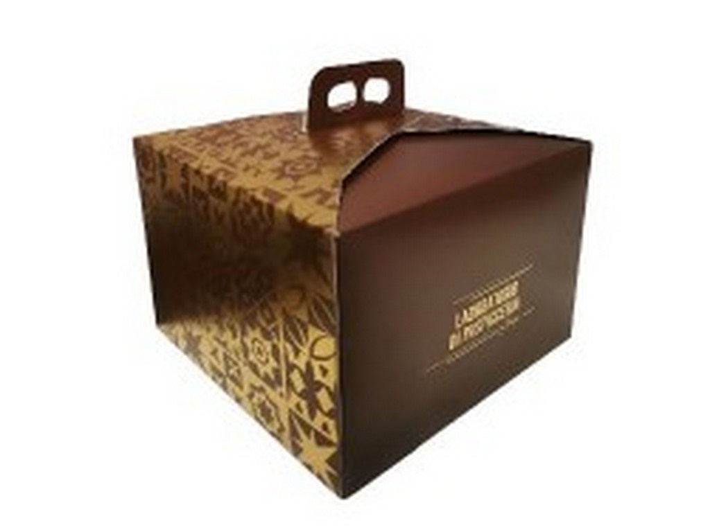 SCATOLA PANETTONE ALTO KG 1 MOSAICO GOLD MOKA CM 20 X 20 H 21 - PZ 100