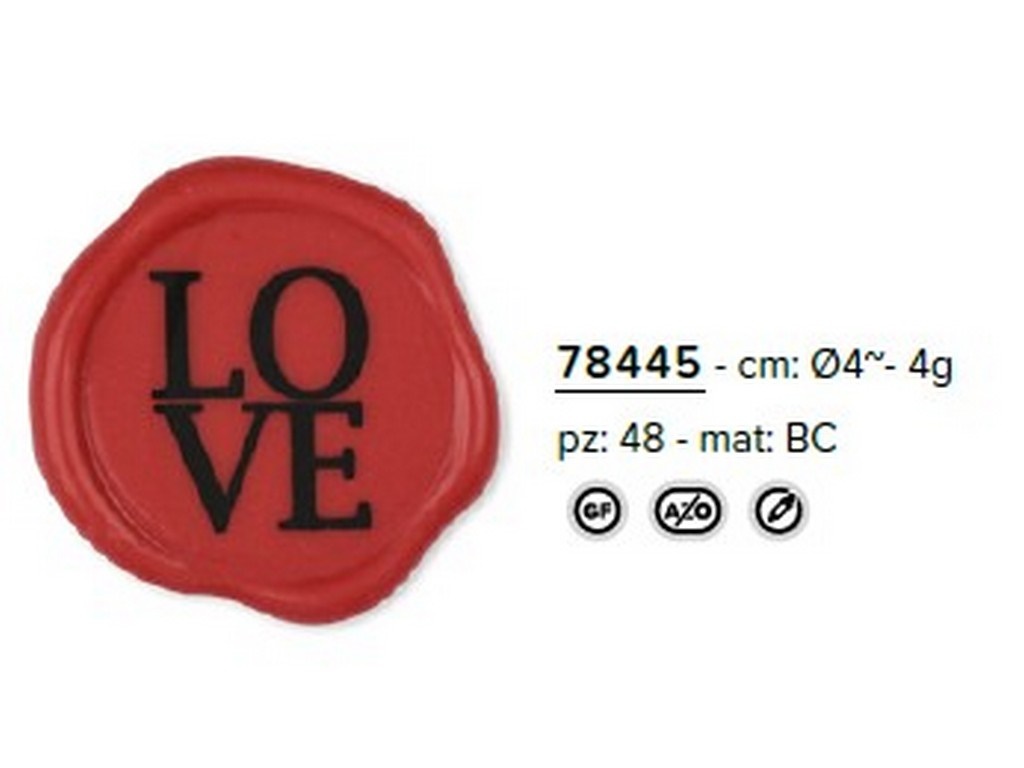 DEC CIO SIGILLO LOVE ROSSO CIOCC BIANCO DIAM CM 4  - PZ 48 - AZO FREE