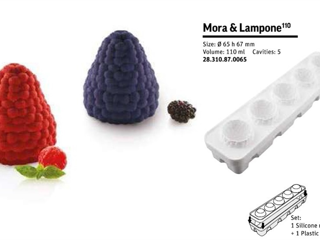 STAMPO SILICONE MORA LAMPONE 110 ML DIAM MM 65H67 - 5 IMPRONTE