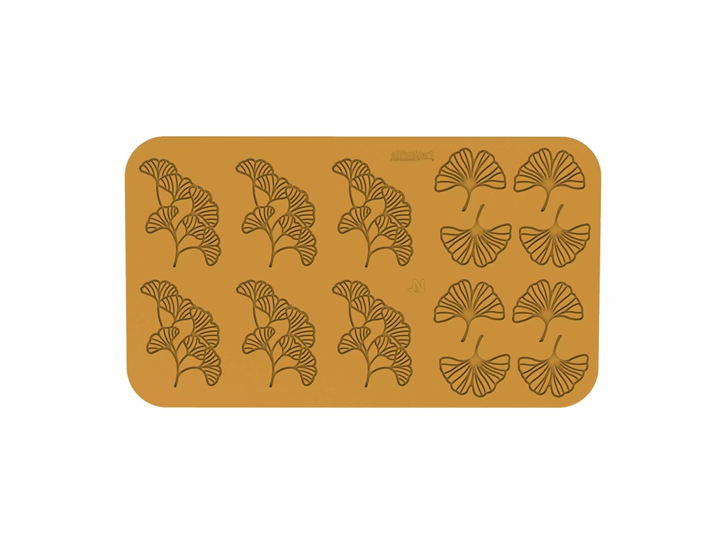 TAPPETINO SILICONE GINKGO MM 121X76H2 6 IMPR MM 67X64H2 8 IMPR - GIALLO