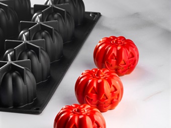 STAMPO SILICONE MONOPORZIONE ZUCCA HALLOWEEN DIAM MM 68X H 55 - 15 IMPRONTE - 125 ML
