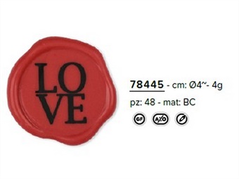 DEC CIO SIGILLO LOVE ROSSO CIOCC BIANCO DIAM CM 4  - PZ 48 - AZO FREE