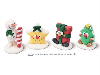 DEC ZUC SOGGETTI NATALE H CM 6 ASSORTITI PZ 24 4 MOD - AZO FREE