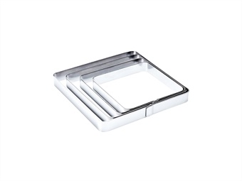 FASCIA INOX QUADRATA ANGOLI TONDI CM 5,5X5,5 H 2