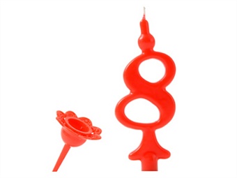 NUMERO CANDELA 8 ROSSO PZ 25