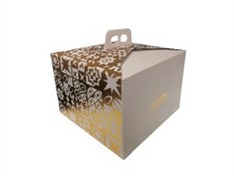 SCATOLA PANETTONE ALTO KG 1 MOSAICO GOLD BIANCO CM 20 X 20 H 21 - PZ 100