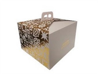 SCATOLA PANETTONE BASSO KG 1 MOSAICO GOLD BIANCO CM 25 X 25 H 18 - PZ 100