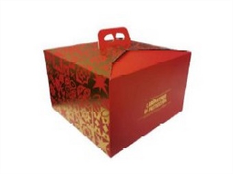 SCATOLA PANETTONE BASSO KG 1 MOSAICO GOLD ROSSO CM 25 X 25 H 18 - PZ 100
