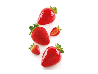 STAMPO SILICONE FRAGOLA 120 CM 6 X 7,7 H 5,4 + SUPPORTO IN PLASTICA - 5 IMPRONTE