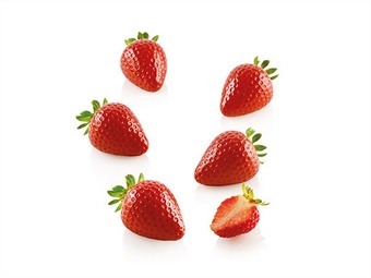 STAMPO SILICONE FRAGOLA FRUTTA REAL ML 30 MM 48X37 H 33 15 IMPRONTE + TAGLIAPASTA
