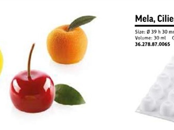 STAMPO SILICONE MELA, CILIEGIA E PESCA 30 ML DIAM MM 39H30 -  15 IMPRONTE