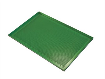TEGLIA LAMIERA ALLUMINATA TEFLONATA SBS 115YA  FORATA BORDO DIRITTO CM 60X40X2 COLORE VERDE